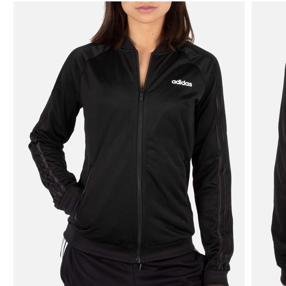 Adidas Black Bomber Jacket with Stand-Up Collar